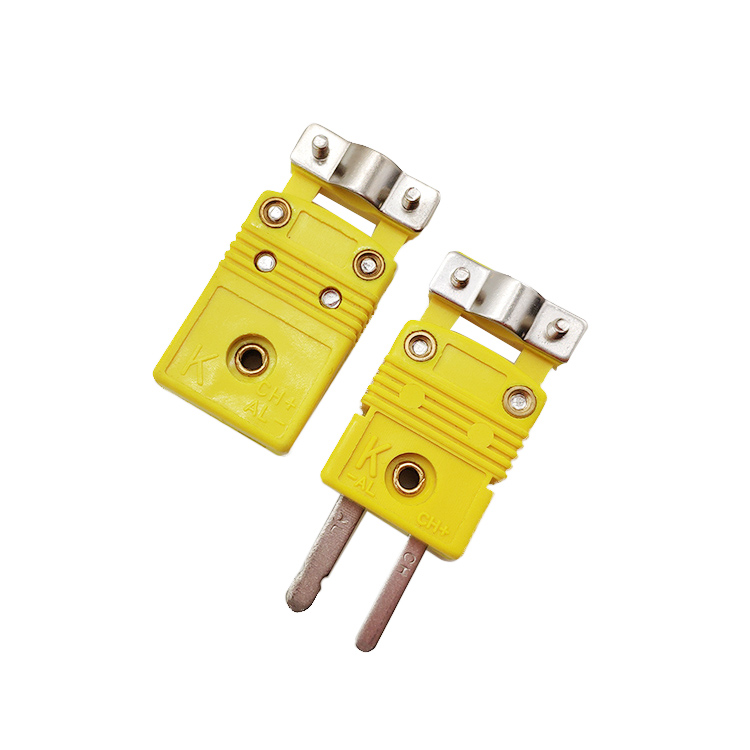 Most Pupular Miniature Size Flat Pin Thermocouple Connector With Plastic Cable Clamp